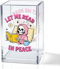 Let Me Read In Peace Acrylic Pencil Pen Holder Cup, Reading Book Club Makeup Brush Storage Organizer, Cute Bookish Desk Accessories Holder Gifts for Daughter Reader Librarian Teacher Holders