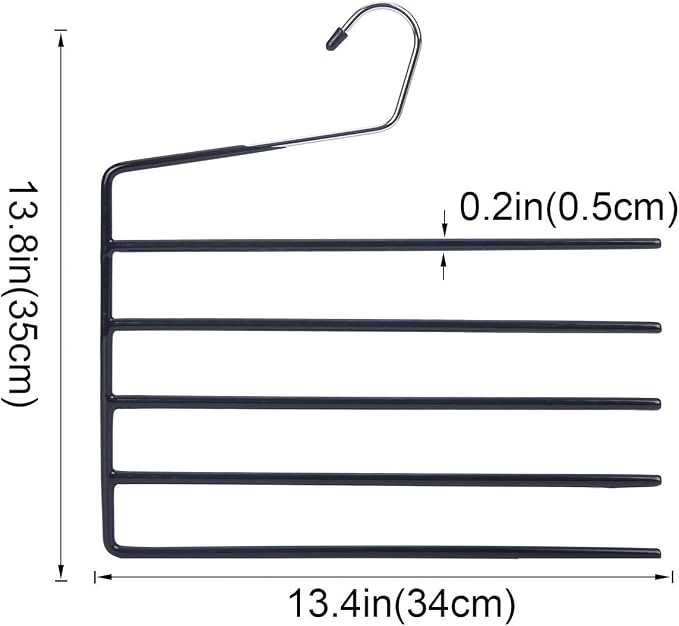 Nature Smile Pants Hangers 3pack, Heavy Duty Multi Layers Space Saving Slack Hangers,Non Slip 5 Tier Open-Ended Pants Hanger Closet Storage Organizer for Garden Flags Trousers Jeans Scarf