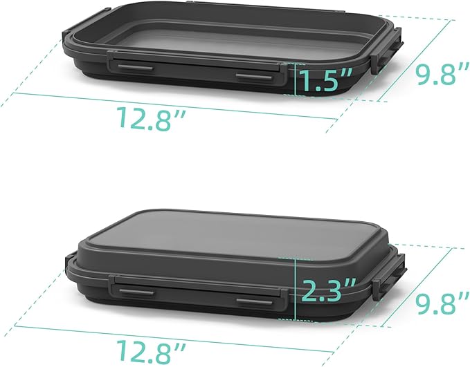 2 Pack Silicone Food Fresh-Keeping Storage Containers with Lid, Dual-Shape Design, BPA-Free, Leakproof Lock Clips, Versatile Fridge Storage Containers, Space Saving & Expandable