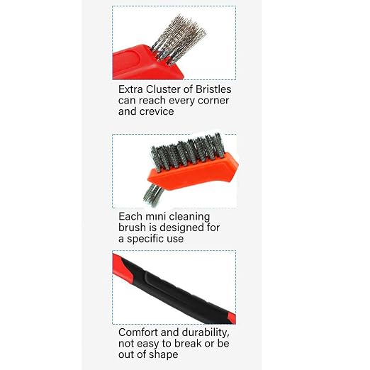3pcs Small Stainless Steel Little Wire Brushes Set for Cleaning Rust Removal