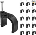 Half Clamp J-Hook with Nail, 3/4" / 20mm, Black, 50pcs | Cable Clips, Ethernet Cable Nails Tacks Clips, Nail in Design