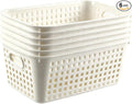 6 Pack Plastic Classroom Storage Baskets, Organizer Bins with Handle | White Color 11" × 7.1" × 4.6" Medium Papers Book Storage Organizer for School Classroom Library Office Home Desktop Bookshelf