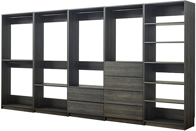 Maykoosh Closet System Organizer - Customizable Walk-in Wardrobe Storage Black/Model ABCDE 5 Closet