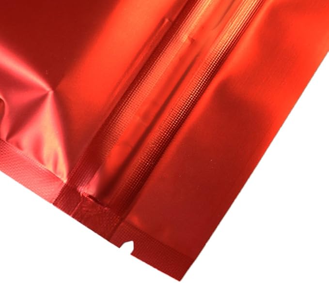 100PCS Customized Resealable Mylar Pouch,Airtight Zip Bag,Flat Packaging Bag,One Color Logo Printing for Logo/Text/QR Code (Red, 8.5 * 13CM/3.4"*5.1"-One Color Print)