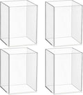 Mototo 4 Pieces Clear Acrylic Pen Holder Acrylic Pencil Cup Makeup Bush Holder Acrylic Desktop Stationery Organizer for Office, School, Home Desk Accessories - 4 Pack, Square