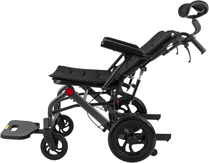 Reclining Wheelchair for Seniors, 280 lbs Capacity Foldable Transport Chair with Adjustable Backrest 90-175°, 18 Inch Wide Seat for Elderly Disabled Patients