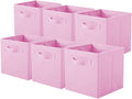 ShellKingdom Storage Bins, Foldable Fabric Storage Cubes And Cloth Storage Organizer Drawer For Closet And Toys Storage, 6 Pack (Pink)