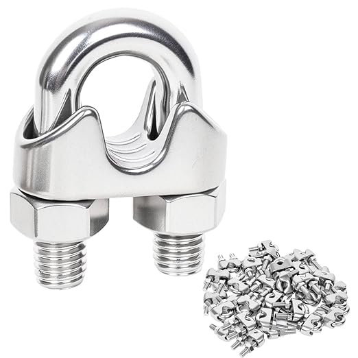 48 Pcs 1/8 inch Wire Rope Clips,Wire Rope Clamp,Cable Clamp | 304 Stainless Steel Smooth Rods for Industry, Metal Working Hobbies and DIY Craft
