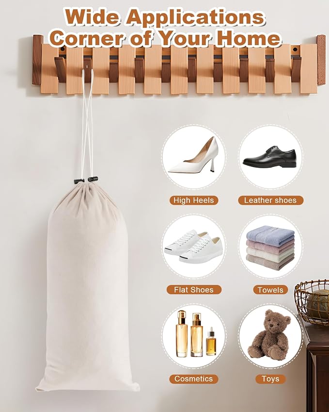 2 Pcs Single Shoe Bags for Travel, Dust Velvet Bags, Beige, 17.3x8.6 Inch | Washable & Reusable Travel Shoe Bags, Dustproof Shoe Bags with Drawstring Closure, Suitable for Travel, Home Storage