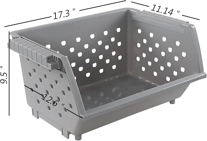4 Pack Stackable Storage Basket, Large Stacking Baskets