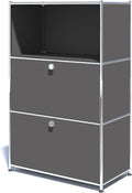 Metal Shelf with 2 Flap Doors, Large Capacity Cabinet,DIY Modern Home Furnishing,Perfect for Home, Office, Kitchen, Hallway,Foyer (Grey)