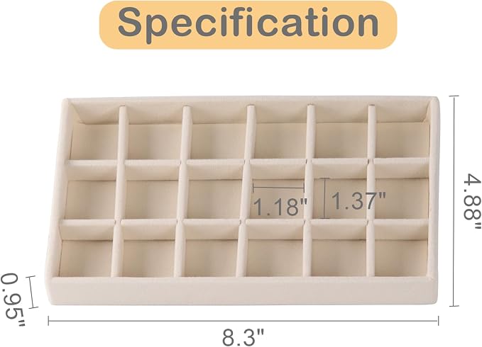 1 Pcs Earring Organizer Stackable Trays,Jewelry Drawer Inserts Container Display Case Storage for Earring Necklace Rings -Beige