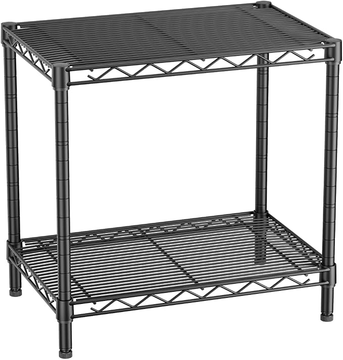SINGAYE Small 2 Tier Shelves Wire Storage Shelving Adjustable Metal Shelf | Home Storage Small Rack Pantry Closet Unit for Laundry Room Organization Bathroom Kitchen