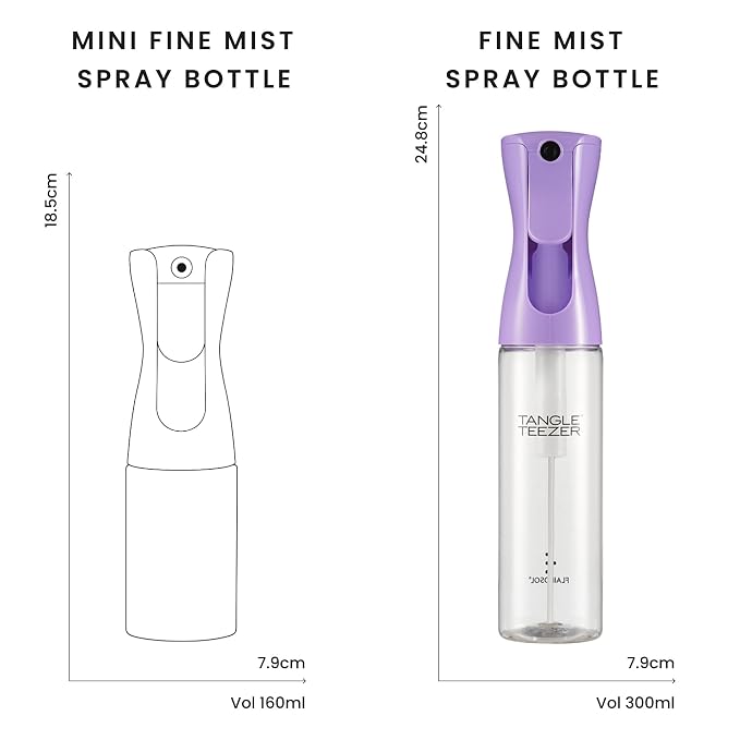 TANGLE TEEZER Fine Mist Spray Bottle, Refillable, 10.1 oz, Lilac | Reusable, refillable fine-mist continuous spray bottle; evenly distributes water or product to refresh, detangle & style hair