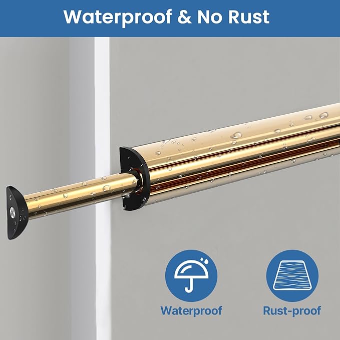 Valet Rod 14-Inch,Tenovel Closet Hanging Rod, Rust-Free Closet Hanging Clothes Hat Rack (Mounting Screws Included)-Matte Gold