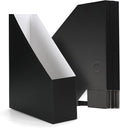 EXYGLO 12 Pack Black Magazine File Holder, Cardboard Magazine Rack with Label, Foldable Storage Organizer Box for Book, Documents, 9.9x3.3x12 Inches