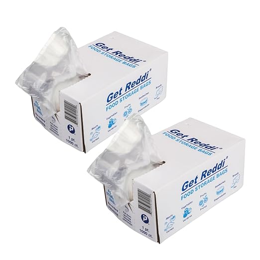 Inteplast 1 Pt Food & Utility Poly Bag 2 Pack (2 Sets of 1000 pcs) - 8" x 4" x 2", Clear, 2000 Ct