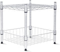 Whitmor 2 Tier Metal Storage Shelves, Heavy Duty Shelf with Basket, 350 lbs Capacity per Shelf, 700 lbs Total, Home Organizer for Kitchen, Garage, Bathroom, 15" L x 14" W x 15" H, Chrome