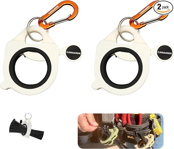 Zip Tie Holder Cable Tie Holder Heavy-Duty Colored Upgraded Carabiner Clip for Tool Belt Organized Strong Efficient for Electrician Tool Storage Reusable Portable(White, 2 Piece)
