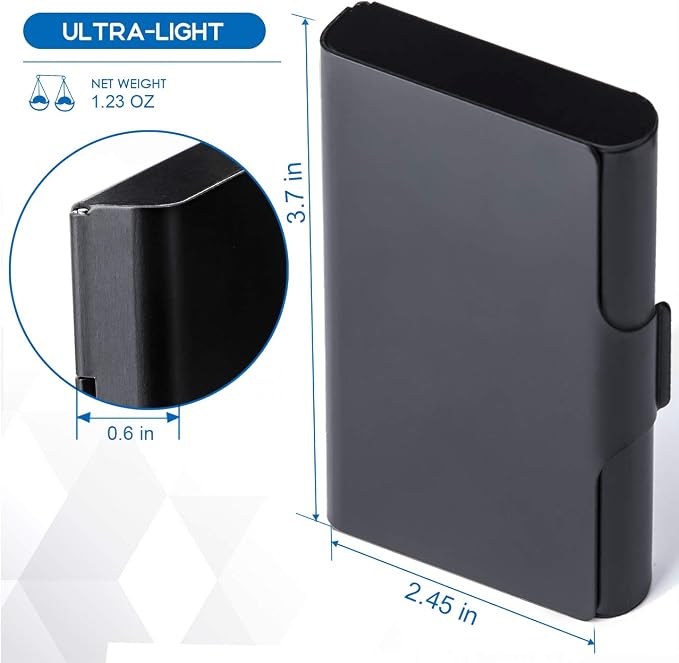 MaxGear Aluminum Business Card Holder Black | Slim Portable Metal Business Card Case Wallet Name Cards Holder, Lightweight Professional Card Holder for 22-30 Cards