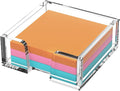 Beego Modern Elegant Crystal Clear Acrylic Sticky Note Holder Organizer - 3x3 in Square Notepad Holder - 3 Count - No Pads - Office Desk Organization