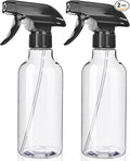 Uineko Spray Bottles 2-Pack, 10 Oz, Mist & Stream, Heavy Duty Spraying Empty Water Sprayer Bottle, BPA Free Plastic Refillable Containers for Cleaning Solutions, Plants, Hair, Essential Oils (Clear)