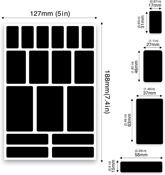 JIEHENG 170Pcs Black Removable Labels for Jars,for Storage Bins,for Food Containers with 2 Liquid Chalk Marker(Black)