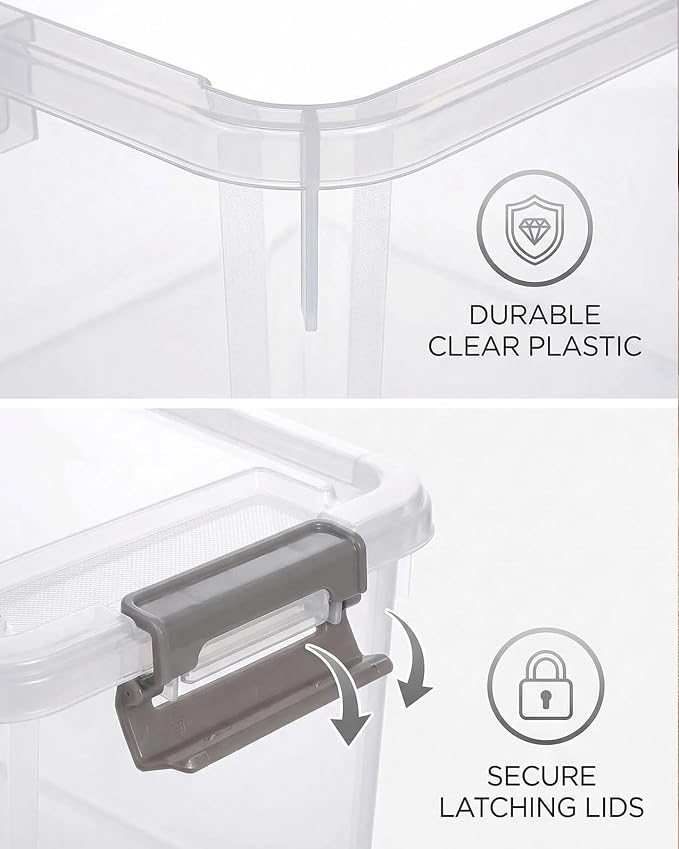 Clear Storage Box with Dividers, Plastic Organizer Box with Compartments and Secure Lid, Multi-Compartment Craft Organizer for Beads, Sewing Supplies, Jewelry, Toys and Small Parts Storage Container