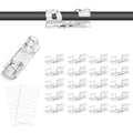 Adhesive Cable Wire Clips Clear (20 PCS) with Screw Holes - Strong Sticky or Screw-Mountable Cord Holders for Wall, Under Desk, Car, PC & Ethernet Cords, Indoor/Outdoor Christmas Lights Organizer