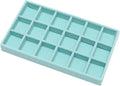 Velvet Jewelry Trays for Drawers, Blue Stackable Jewelry Drawer Organizer Inserts, Ring Earring Necklace Bracelet Holder Organizer Storage Display Tray with Removable Dividers, 18 Grids