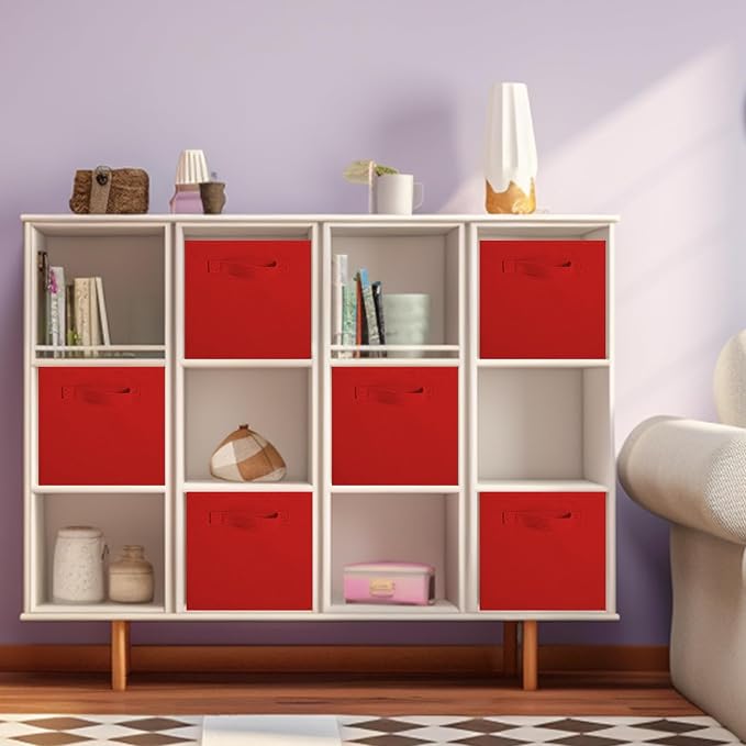 ShellKingdom Storage Bins, Foldable Fabric Storage Cube And Cloth Organizer | Storage Drawer For Closet And Toys, 13 X 13 X 13 INCH, 6 Pack (Red)