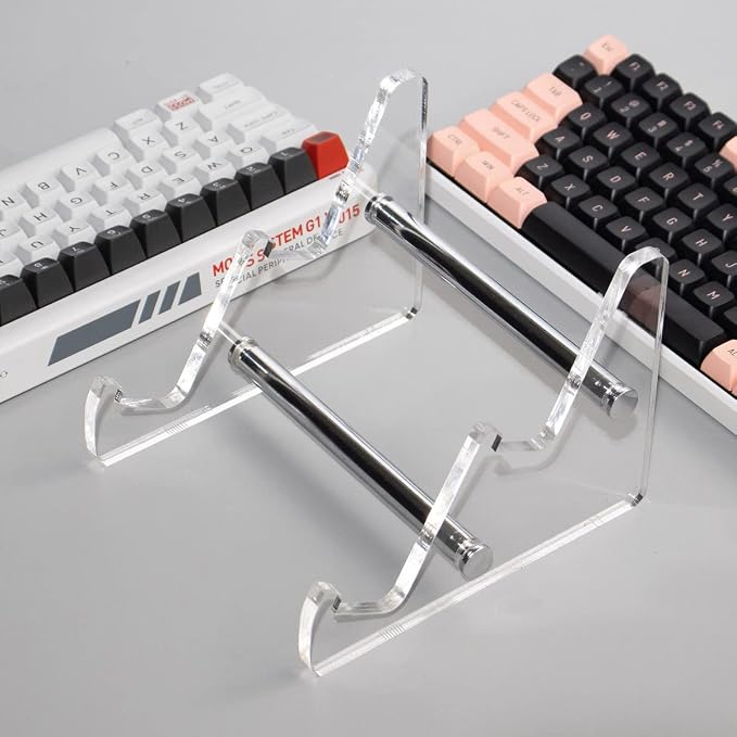Sumgsn Keyboard Display Stand, Keyboard Storage Stand, Keyboard Holder, White Transparent Acrylic Stand for Two Mechanical Keyboard