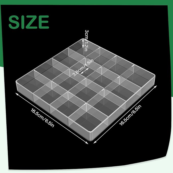 4 PCS Stackable 16 Grids Jewelry Organizer Tray, Clear Earring Display Stand Ring Storage Tray Plastic Drawer Organizer for Makeup, Accessories, Desk, Vanity