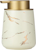 Enra Ceramic Gold Soap Dispenser, 12 oz Modern Liquid Hand Soap Dispenser for Bathroom Kitchen with Easy-to-Press(Gold Liquid Type-Beige)