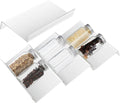 Cabilock 4 Pack Expandable Spice Drawer Organizer, Clear Acrylic 4-Tier Seasoning Rack Tray for Kitchen Drawers, Cabinets, Countertop, Pantry, Nail Polish and Small Bottles