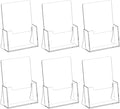 Acrylic Brochure Holder 8.5 x 5.5 Inch, 6 Pack, Bi-fold Flyer Desk Holder | Clear, Brochure Display Stands, for Pamphlets, Magazines, Leaflets, Literatures, Booklets, Countertop Organizer, Office