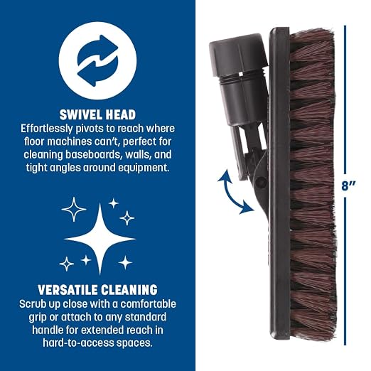 SPARTA Swivel Scrub, Heavy Duty Scrubber with Nylon Grit Bristles, Cleaning Essentials for Commercial and Home Use, 8", Rust, 1 Count