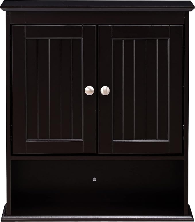 Spirich Bathroom Wall Cabinet Over Toilet, Small Medicine Cabinet Espresso | FSC-Certified MDF, Adjustable Shelf, Easy Assembly, Space-Saving Open & Concealed Storage for Toiletries, Towels, And Decor