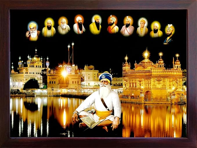 Lord Sikh Guru poster print with frame for Home Decor and Gifting Purpose (229-70)