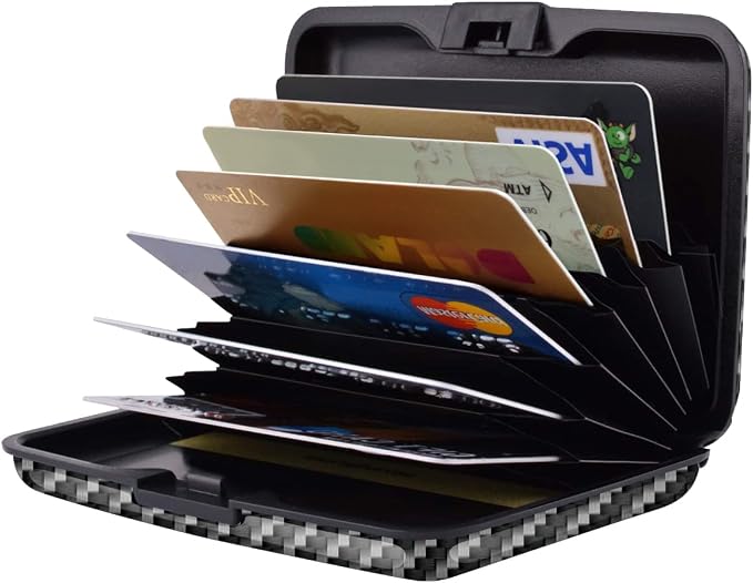 Coco Rossi Credit Card Holder RFID Aluminum Small Mini Wallet Men | Metal Wallet, Business Cards Holder, ID Case, Slim Sleeves, Mens Gift, Carry Proof Wallets for Travel, Carbon Fiber