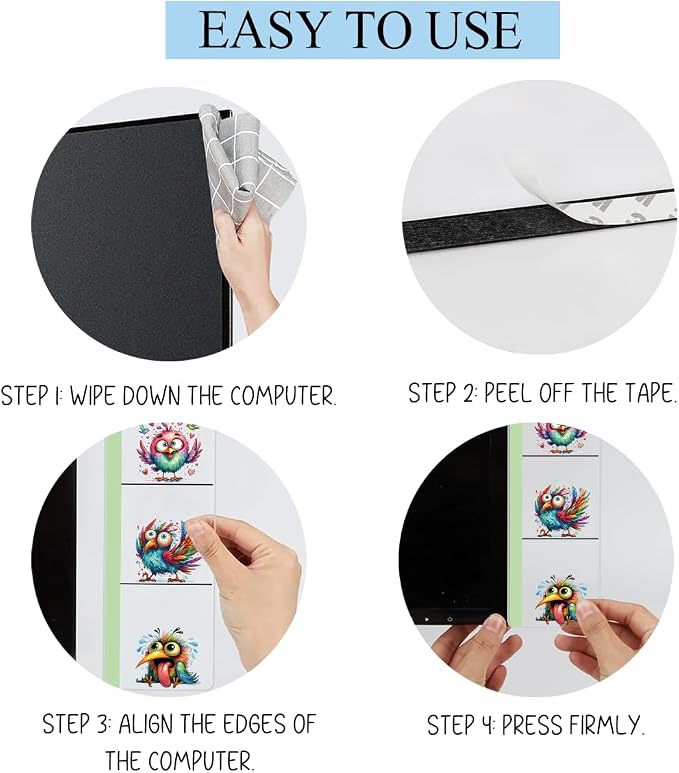 Crazy Birds Computer Monitor Memo Board, Sticky Note Holder, Monitor Side Note Board, Acrylic Desk Organizer with 100Pcs Notes for Office Worker Men Women, Home Desktop and Office Desk
