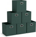 Household Essentials Foldable Fabric Storage Cubes 36-Pack – 11x11x11 Stackable Non-Woven Bins with Chipboard Sides & Grommet Handles – Closet, Shelf, Nursery, or Office Organizer – Dark Green