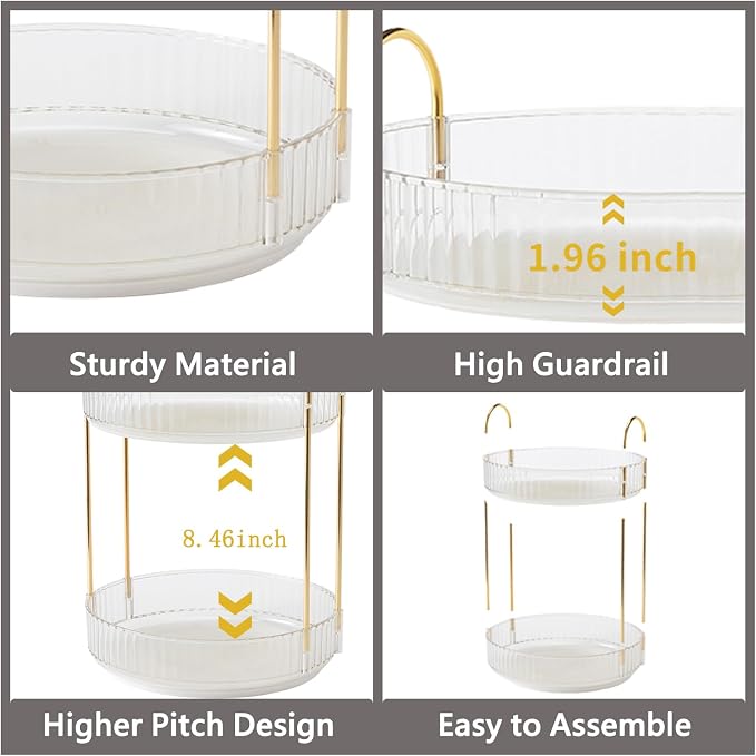 Asayuee 360 Rotating Makeup Organizer,3 Tier Large Capacity Make Up Organizers and Storage,Skincare Perfume Vanity Organizers,Bathroom Cosmetics Storage Organizer Countertop (Clear-3 Tier)