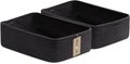MiniArk Large Shallow Organizing Baskets 15x11x5.1 Inches - Rope Woven Storage Bins for Bathroom, Shelves, Cube Closet, Black 2 Packs
