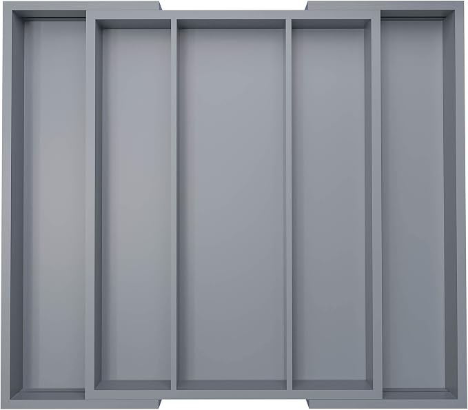 Large Kitchen Utensil Drawer Organizer - Expandable 5 Slots Cooking Utensil Organizer Multipurpose Silverware Organizer for Storage Repair Tools, Painting Tools W13.7"-19.9" x L17.6" X H2.5" (Grey)