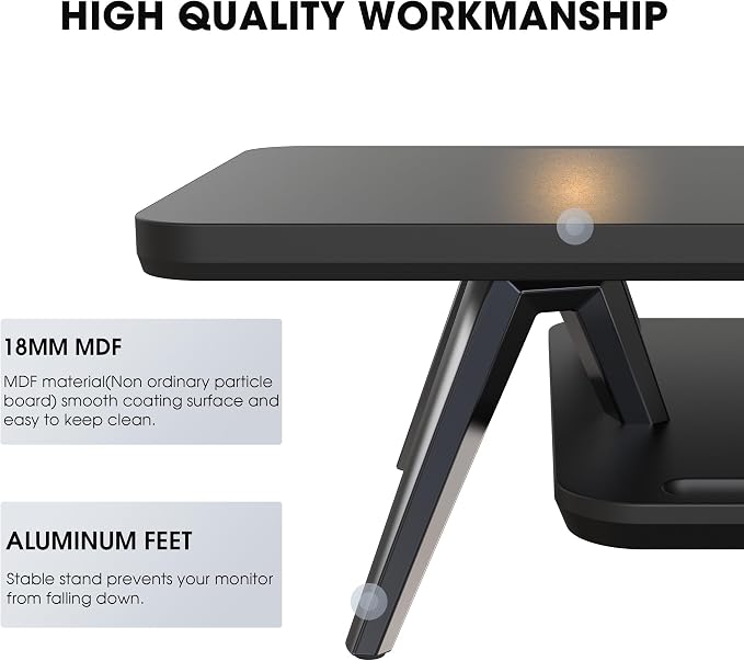 Fenge Dual Monitor Stand, Monitor Stands Riser for 2 monitors, 47.2 Inch Wood Desk Shelf with Storage Organizer and Cable Management for Office Desk Accessories