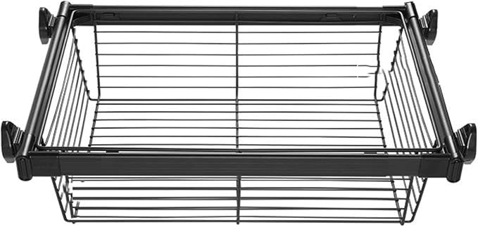 Pull Out Cabinet Storage Basket,Stackable Detachable Baskets Closet Storage Box,Telescopic Coat Drawer for Kitchen,for Kitchen Office Wardrobes Cupboard Storage(Black,814x456x205mm)