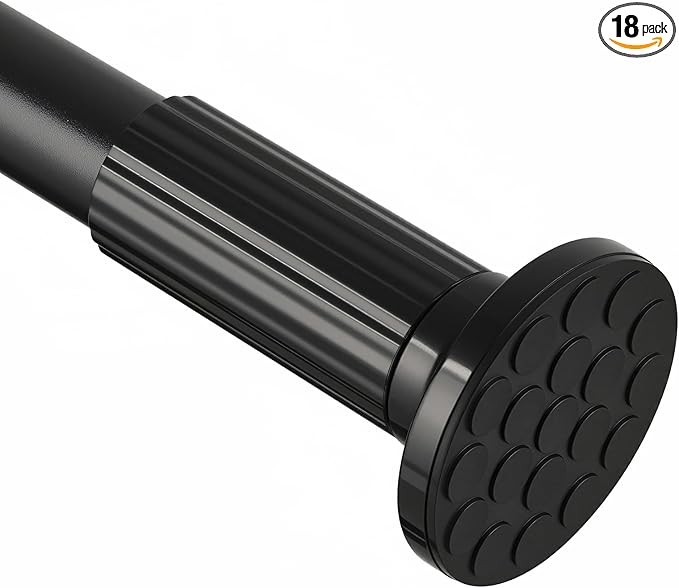 ZOCONE Tension Curtain Rod 51-148 In (4.25-12Ft), Long Outdoor Curtain Rod No Drilling for Patio Window, Adjustable Shower Curtain Rod for Bathroom, Never Rust, Tool-Free, Rod Diameter 1.26 In, Black