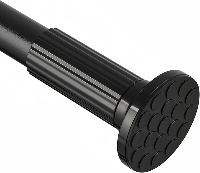 ZOCONE Tension Curtain Rod 51-168 In(4.25-14 Ft), Outdoor Curtain Rod No Drilling for Patio Window, Adjustable Shower Curtain Rod for Bathroom, Extra Long Tension Rod Diameter 1.26In Never Rust, Black