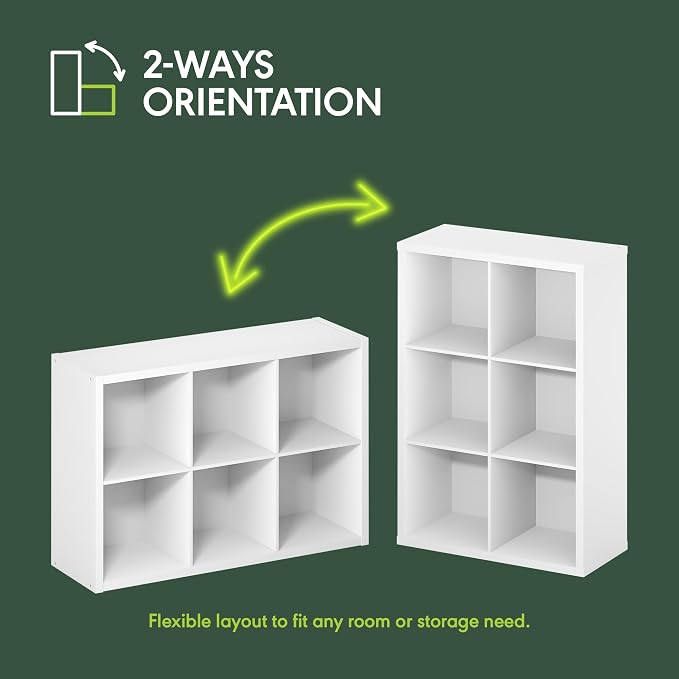 Furinno Cubic 6-Cube Closet Organizers and Storage, Closet Organizer, White | Open Shelf Closet Storage, Closed Back, Extra Thick Frame, for Wardrobe, Bedroom, Living Room